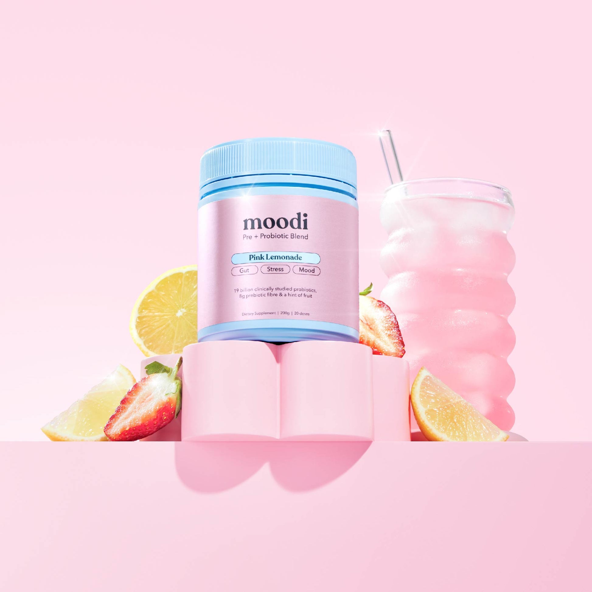 Pink Lemonade - Pre + Probiotic Blend - For Gut, Stress & Mood - Moodi